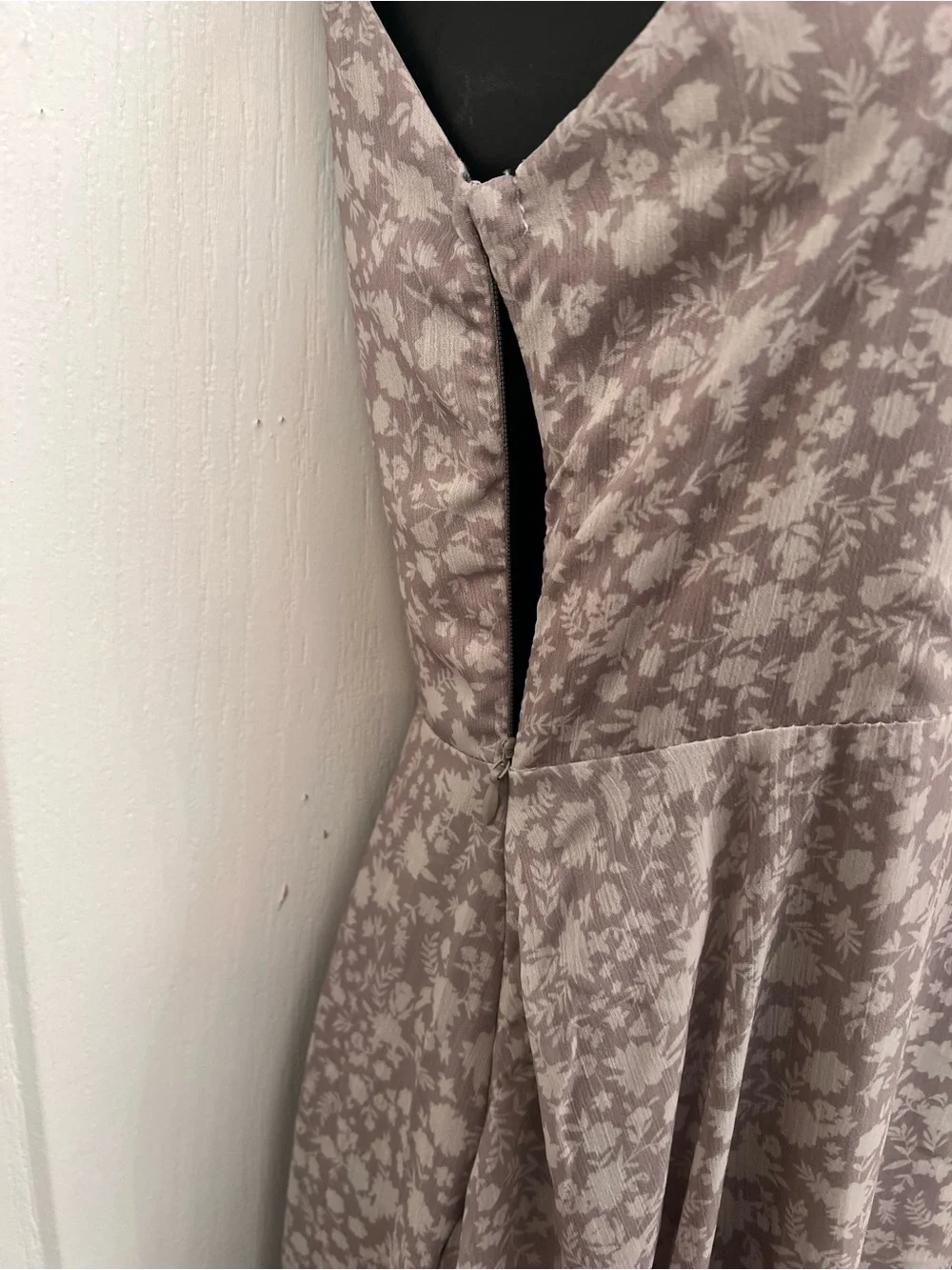 Mia Joy Athena XS Taupe Floral Handkerchief Hem Midi Dress Boho Cottagecore